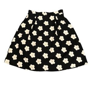 Le Lis Black and Cream Floral Mini‎ A-Line Skirt